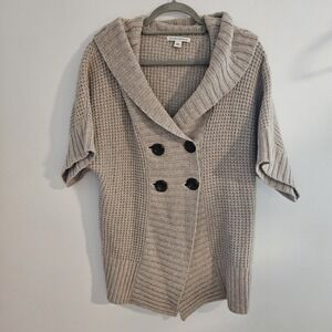 Banana Republic Boxy Knit Wool Cashmere Cardigan L Shawl Collar Short Sleeve
